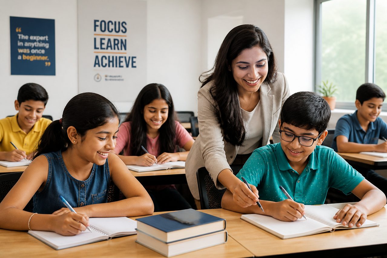 Students studying with a tutor at Global Education Hub